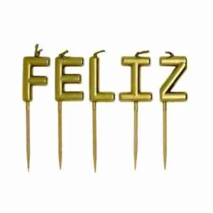 Velas Doradas Feliz Cumpleaños