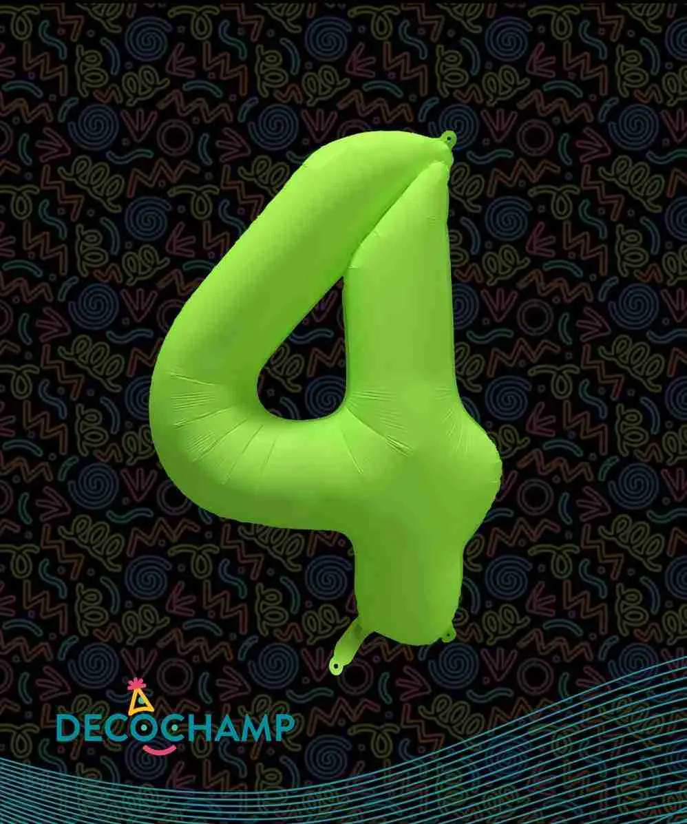 Globo Mylar Numero 4 Verde Neon
