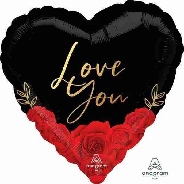 Globo Mylar Corazon Negro I Love You