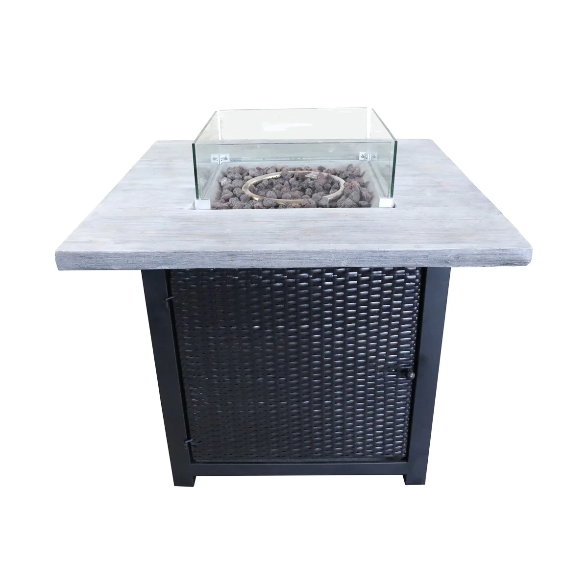 Peaktop by Teamson Home Garden - Mesa para hoguera de gas de ratán, calentador para exteriores, quemador para hoguera de patio - Imagen 2