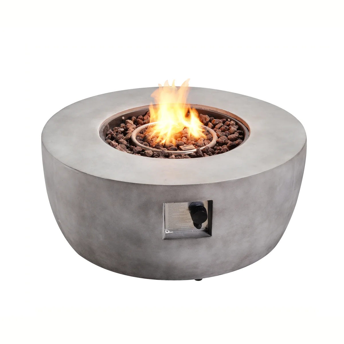 Peaktop by Teamson Home Garden – Mesa redonda para hoguera de gas, cuenco para hoguera sin humo para exteriores