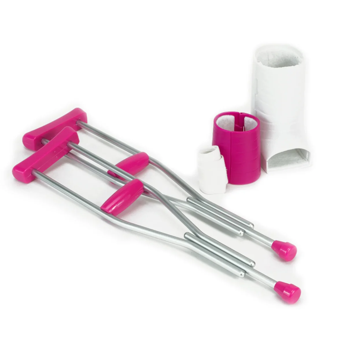 Sophia by Teamson Kids Doll Juego de accesorios de 4 piezas de yeso y muletas con muletas para las axilas, yeso para el brazo, yeso para la pierna y vendaje para muñecas de 18″